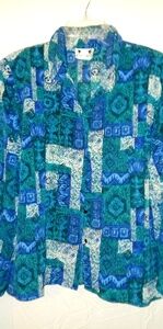 Ilyssa Maxx M Blue & Turquoise Blouse Top